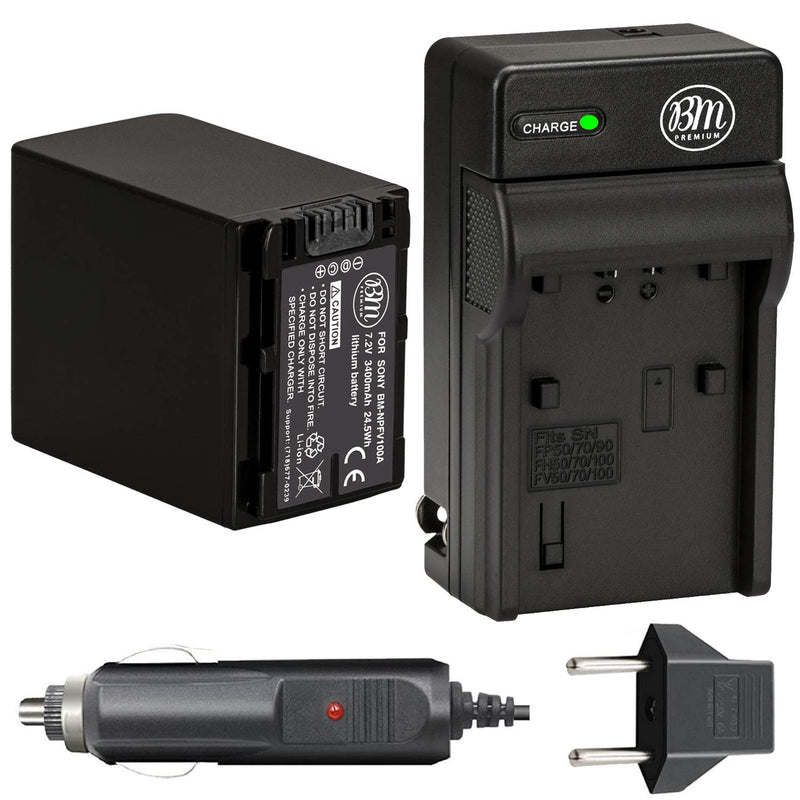 [AUSTRALIA] - BM Premium NP-FV100A High Capacity Battery and Charger for Sony FDR-AX30 FDR-AX33 FDR-AX53 FDR-AX700 FDR-AX100 FDR-AX35 HXR-MC50 HXR-MC88 HX-RNX80 PXW-Z90V NEX-VG10 VG20 NEX-VG30 NEX-VG900 Camcorders 