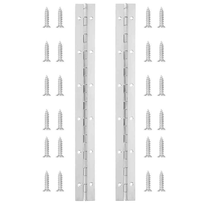 2 PCS Stainless Steel 304 Piano Hinge, 12 Inch Heavy Duty Continuous Hinge, 0.04" Thickness Fixing Folding Continuous Piano Hinge
