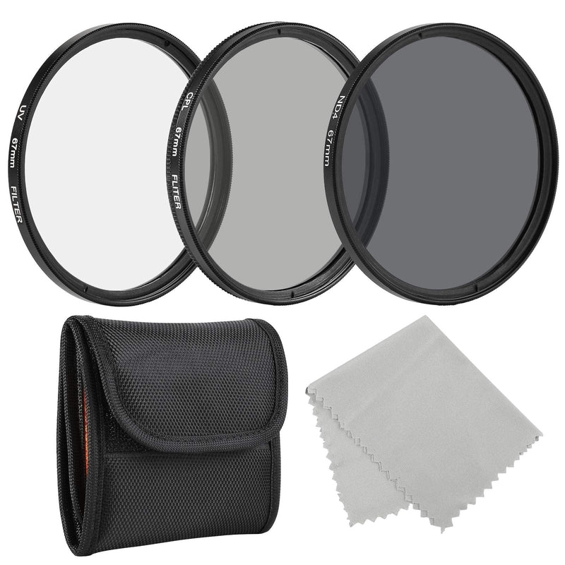 BELONGME Photo Professional Photography Filter Kit 67MM (UV, CPL Polarizer, Neutral Density ND4) for Camera Lens with 67MM Filter Thread + Filter Pouch