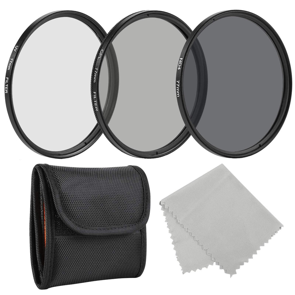 BELONGME Photo Professional Photography Filter Kit 77MM (UV, CPL Polarizer, Neutral Density ND4) for Camera Lens with 77MM Filter Thread + Filter Pouch