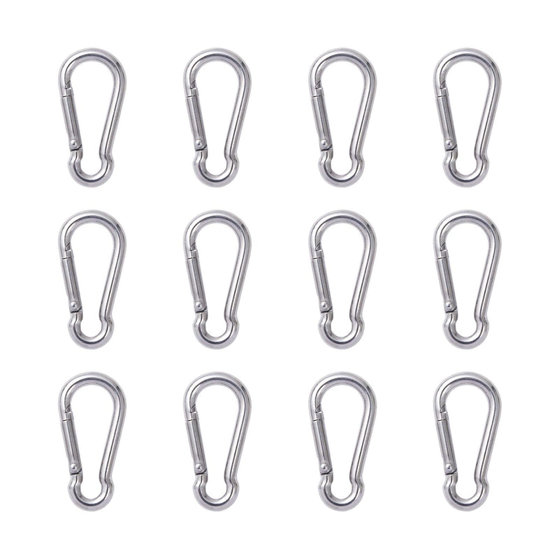 12 Pcs Small Carabiner Clip - Stainless Steel Spring Snap Hook for Bird Feeders or Dog Leash & Harness, Quick Link Keychain(M4,40mm, can Hold 150lbs) M4