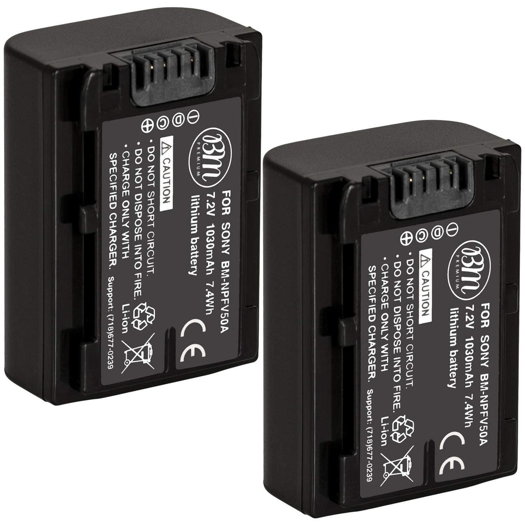 BM Premium 2 NP-FV50A High Capacity Batteries for Sony FDR-AX30 FDR-AX33 FDR-AX53 FDR-AX700 FDR-AX100 FDR-AX35 HXR-MC50 HXR-MC88 HX-RNX80 PXW-Z90V NEX-VG10 NEX-VG20 NEX-VG30 NEX-VG900 Camcorders
