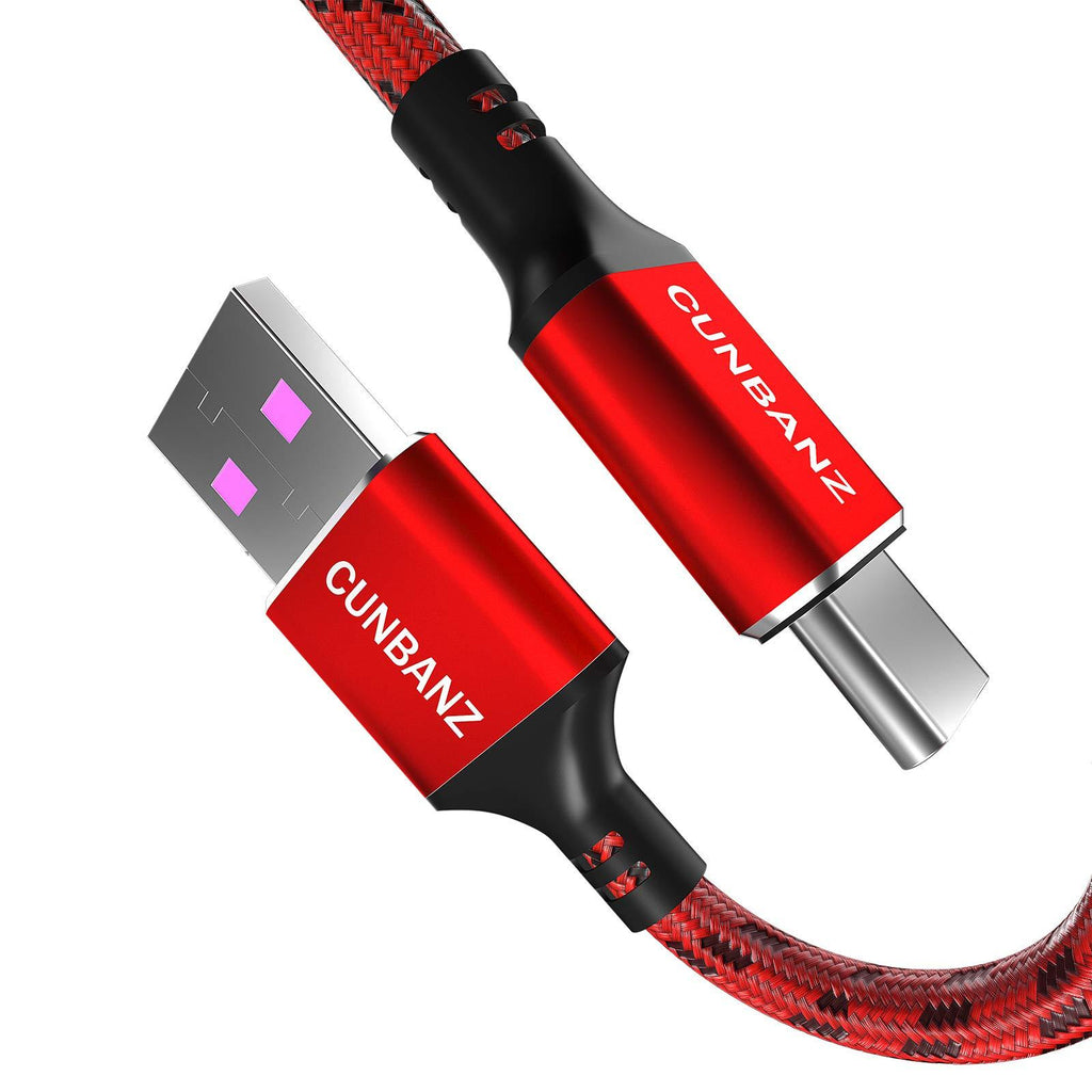 5A USB C Cable, 2 Packs 100W USB Type C Quick Charger Cable Charging Nylon USB-C to USB-A 2.0 Cable for Samsung Galaxy S10, S9, S9, S8, S8 Mate 20 Lite Pro90(2 Pack) Red