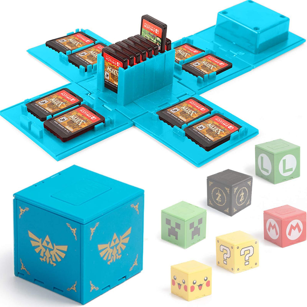 Games Storage Case for Nintendo Switch - Switch Game Card Holder Game Storage Cube Game Card Organizer for Nintendo Switch with 16 Game Card Slots Zelda Blue