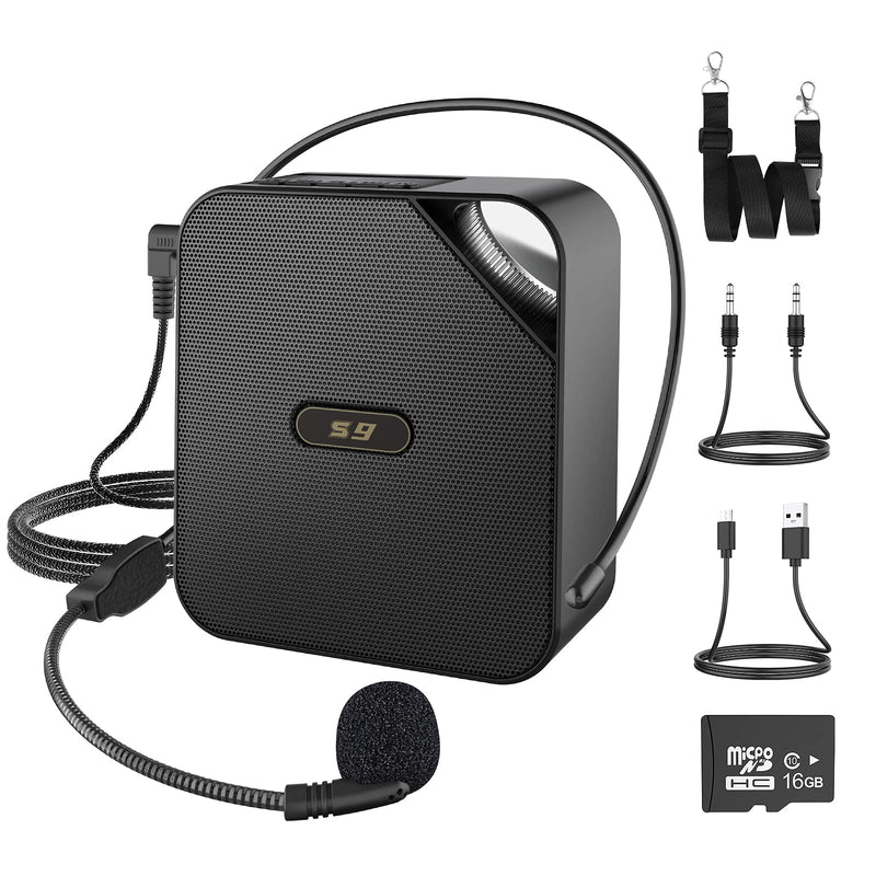 Voice Amplifier Portable Rechargeable PA Speaker System with Wired Microphone Headset/TF Card, 15W 3600mAh Personal Speaker for Speech, Meeting, Presentation, Outdoors, Teachers, Classroom, Training