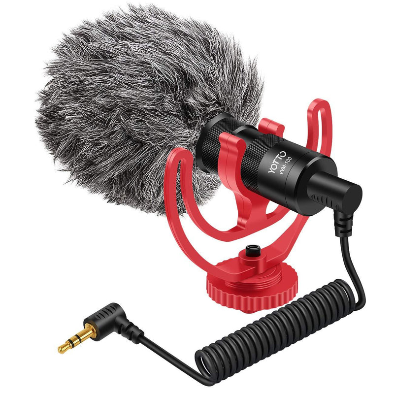 YOTTO Condenser Microphone 3.5mm Video Mic Cardioid Universal Interview Camera Microphone Professional Shotgun Mic for Smartphones iPhone DSLR Cameras PC Camcorder with Shock Mount Windscreen