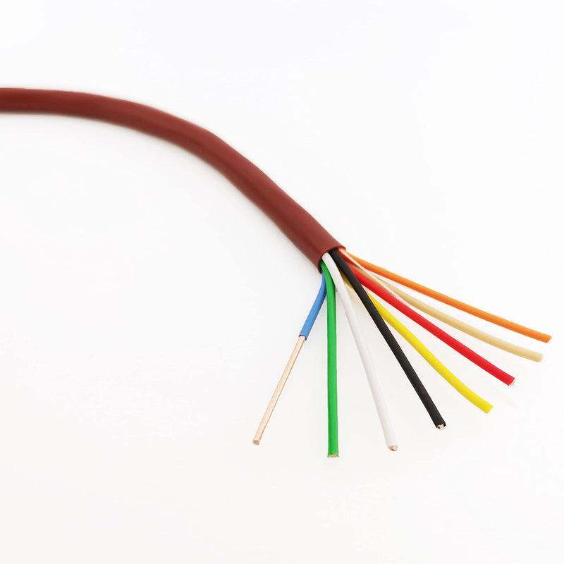 Cableague Thermostat Wire 18/8 18 Gauge 8 Conductor ETL 18-8 25 Feet Brown (18-8 Brown, 25Feet（7.5 Meter）) 18-8 Brown