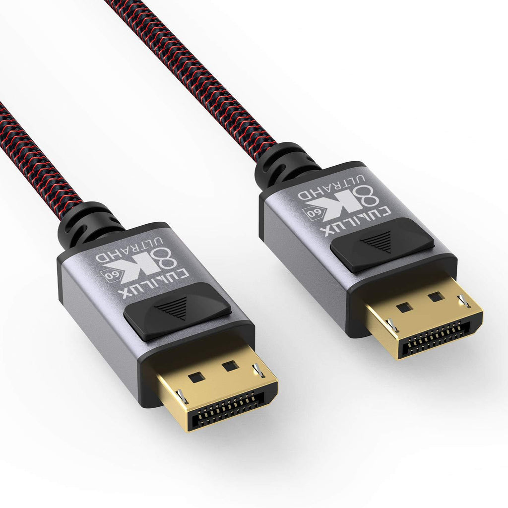 Cubilux 8K@60Hz DisplayPort to Display Port Cable, Braided Ultra HD DP Male to Male Cord [4K@165Hz 2K@144Hz] Compatible with AMD NVIDIA Graphic Cards, Gaming Monitor, Desktop Computer, Laptop, 6.6 Ft DP Male to DP Male, 6.6 Ft