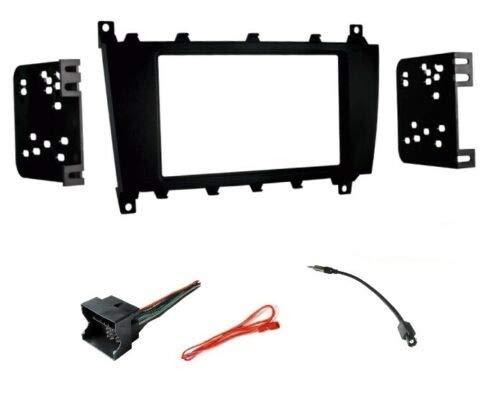 Car Stereo Dash Mount Kit, Wire Harness and Antenna Adapter Combo to Install a Double Din Size Aftermarket Radio for Some 2005-2007 Mercedes C Class (No Factory Premium Amp System)