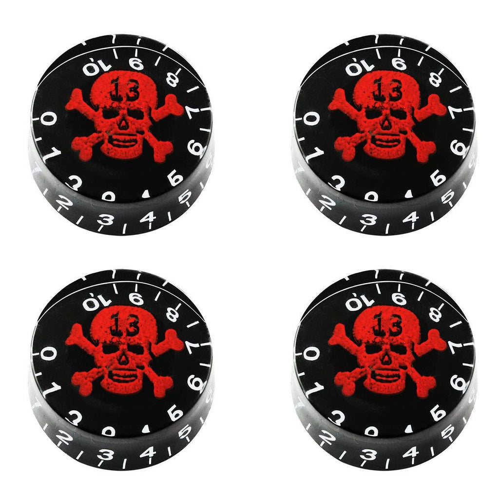 ZZHXSM 4pcs Barrel Transparent Red Skull Electric Guitar Volume Knob Potentiometer Cap Guitar Bass Top Hat Knobs Guitar Bass Amplifier Replacement