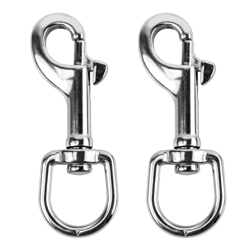 QWORK 3-1/2"Swivel Eye Bolt Snap Hook, 2Pcs, 316 Stainless Steel Single Ended Trigger Snap Clips for Diving/Pet Leash/Key Chain/Flag/Clothes Line