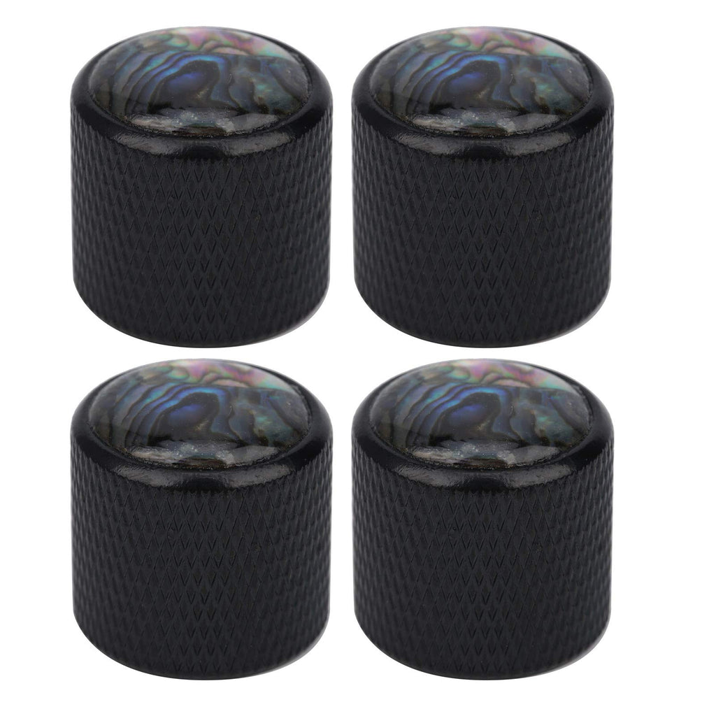 Electric Bass Knob 4 Pcs Dome Metal Electric Guitar Volume Control Knobs for 6mm Shaft Diameter Bass Guitar Parts(Color Shell Black) Color Shell Black