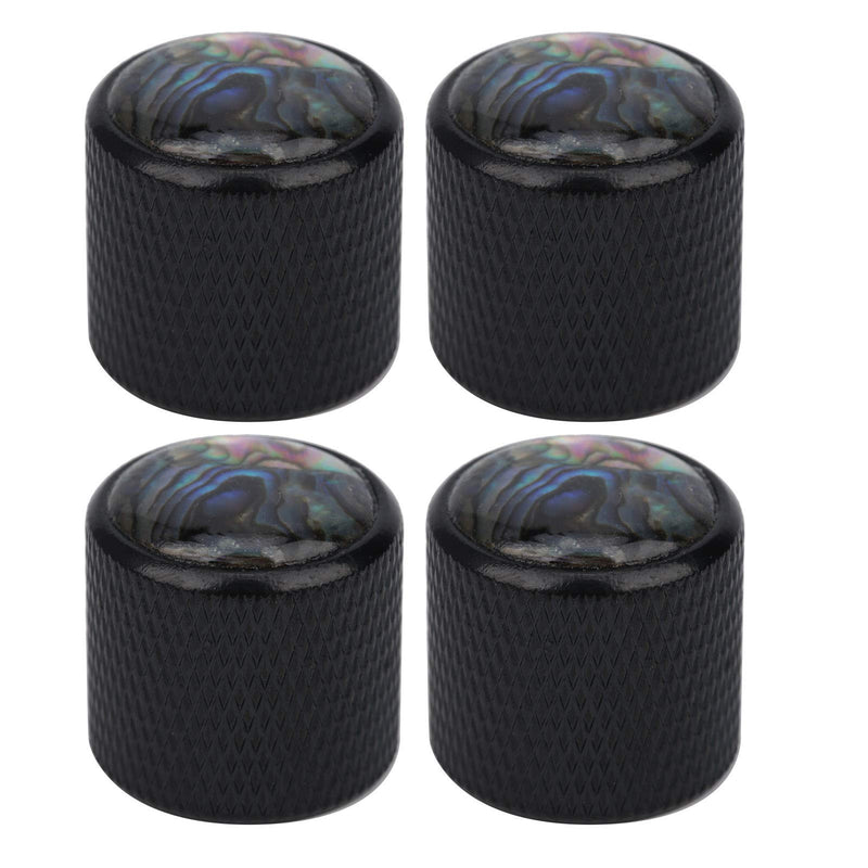 Electric Bass Knob 4 Pcs Dome Metal Electric Guitar Volume Control Knobs for 6mm Shaft Diameter Bass Guitar Parts(Color Shell Black) Color Shell Black
