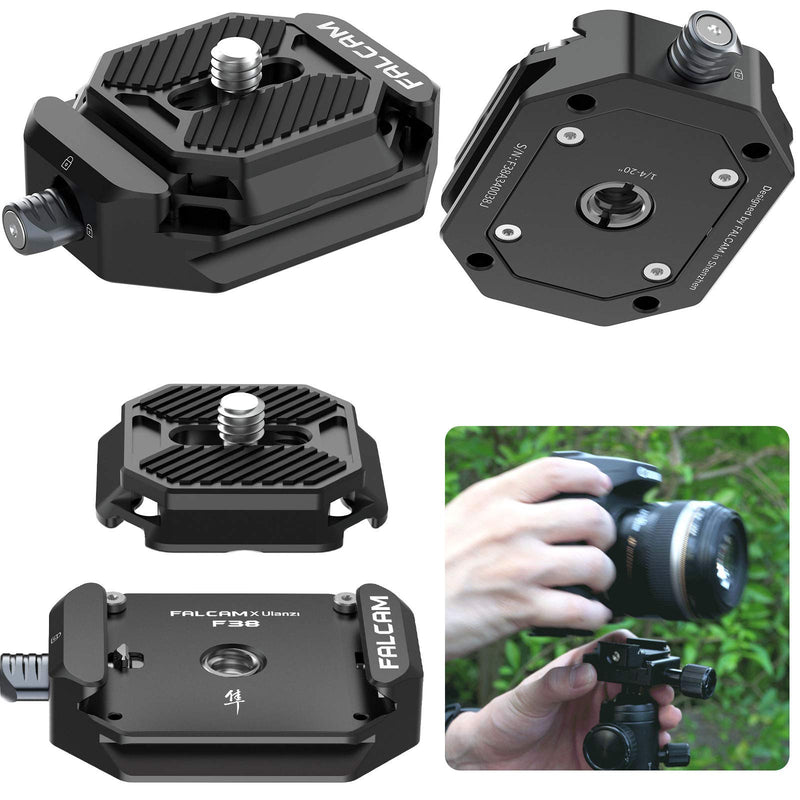 ULANZI F38 Camera Quick Release Plate w 1/4" to 3/8" Screw Thread, Quick Release System QR Plate Camera Tripod Mount Adapter for Sony Canon Monopod DSLR Stabilizer Slider DJI Switch Between Stablizer F38 System