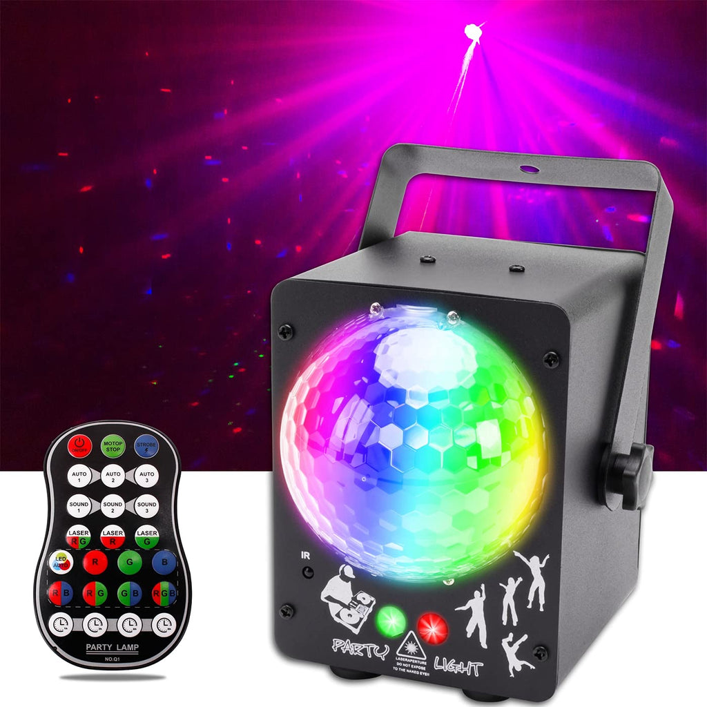 Party Lights, 60 Patterns Sound Activated Strobe Disco Beam Light, RGB LED Dj Stage Lights, Timer Remote Control Party Lights for Bars, KTV, Wedding Performances, Cars, Parties, Clubs