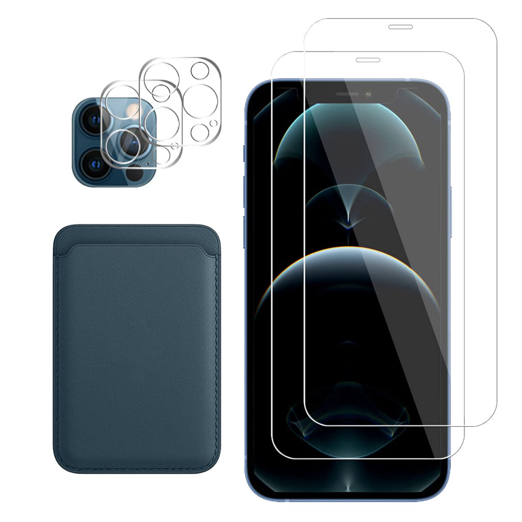 YEYEBF [2 Pack] iPhone 12 Pro Max Premium HD Clear Tempered Glass Screen Protector + [2 Pack] Camera Lens Protectors + [1 Pack] Magnetic Wallet for iPhone 12 Pro Max