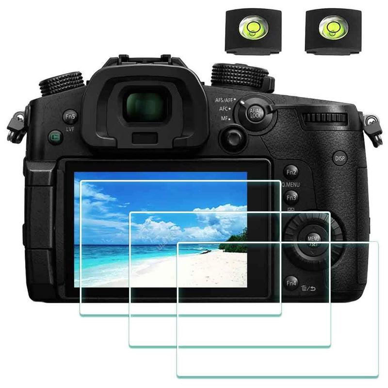 GH5 Screen Protector for Panasonic LUMIX GH5 GH5S 4K Digital Camera & Hot Shoe Cover, ULBTER 0.3mm 9H Hardness Tempered Glass Flim, Anti-Scrach Anti-Fingerprint Anti-Bubble [3 Pack]