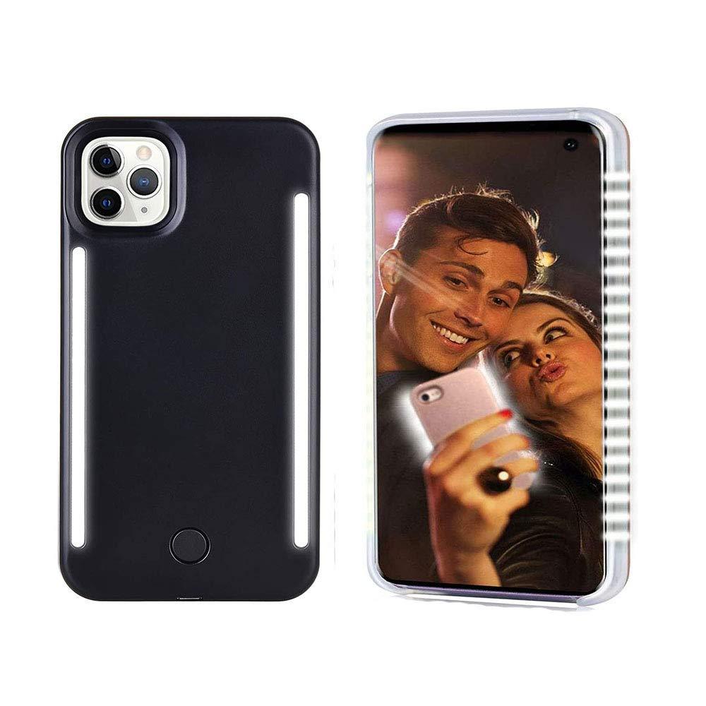 GSRYPC Front and Back Selfie Light up Case Compatible with iPhone 12 pro max, Rechargeable Selfie Light and high Brightness Luminous Light Cell Phone Protection Case((Black) for iPhone 12 pro max-Black