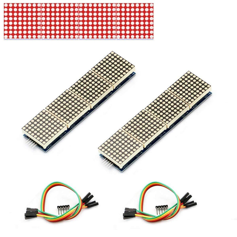 CenryKay 2Pack MAX7219 Dot Matrix Module(Red Light) 4 in 1 Display Compatible for Arduino Microcontroller with 5Pin Line