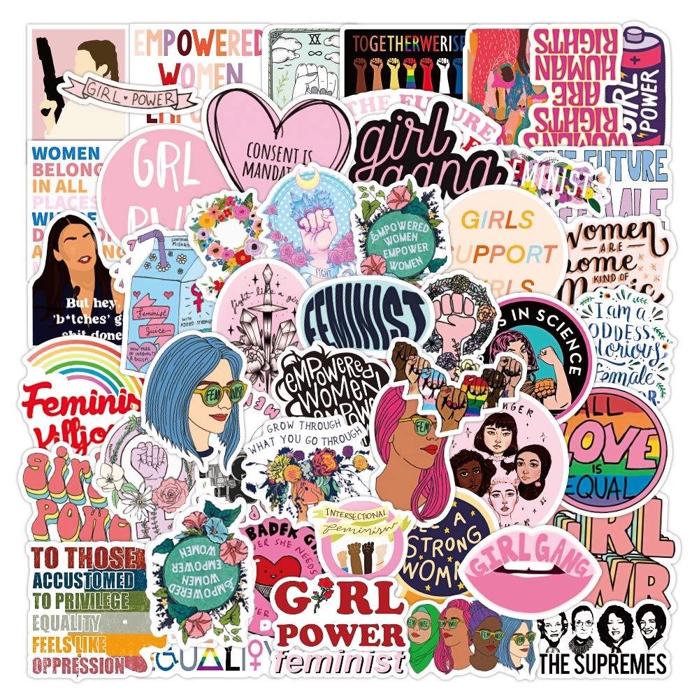 Feminist Stickers| 50 Pcak | Vinyl Waterproof Stickers for Laptop,Bumper,Water Bottles,Computer,Phone,Hard hat,Car Stickers and Decals (Feminist Stickers) Feminist