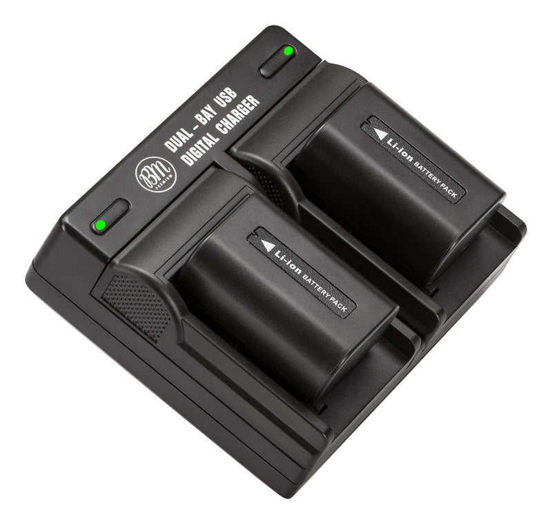 BM Premium 2 NP-FV50A High Capacity Batteries and Dual Bay Charger for Sony FDR-AX30 FDR-AX33 FDR-AX53 FDR-AX700 FDR-AX100 AX35 HXR-MC50 HXR-MC88 HX-RNX80 PXW-Z90V VG10 VG20 VG30 NEX-VG900 Camcorders