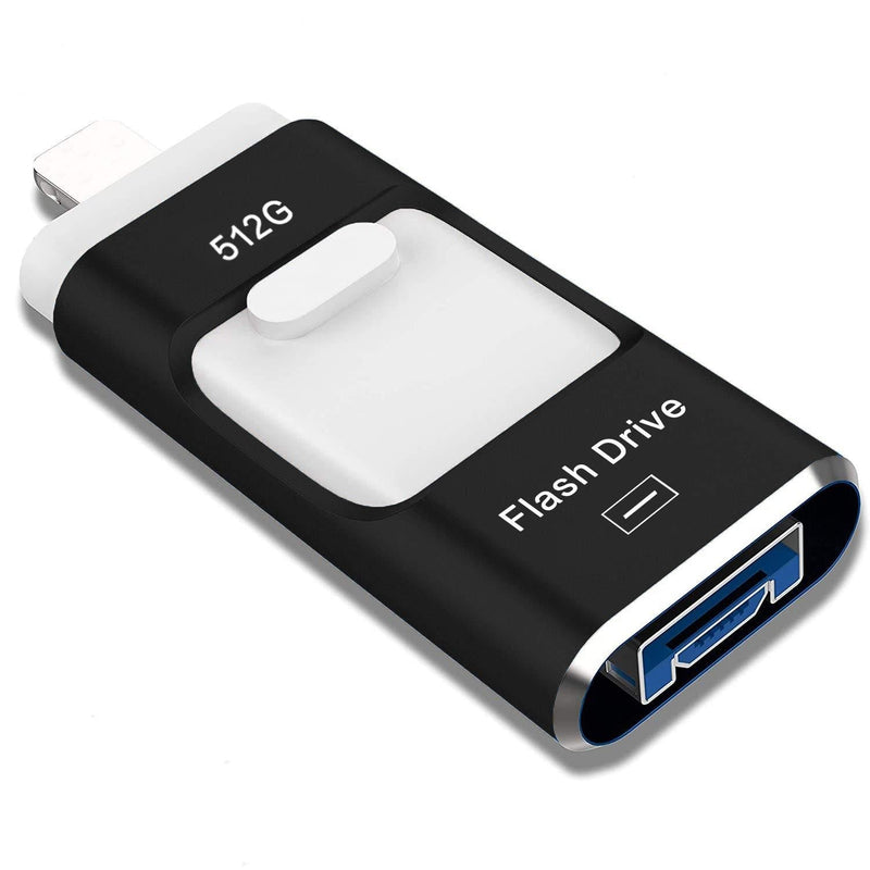 USB Flash Drive 512GB, STTARLUK Photo Stick USB 3.0 Pen Drive Compatible for iPhone/iPad External Storage Memory Stick Compatible with iPad/iPod/Mac/Android/PC (512G Black) 512G 512G Black