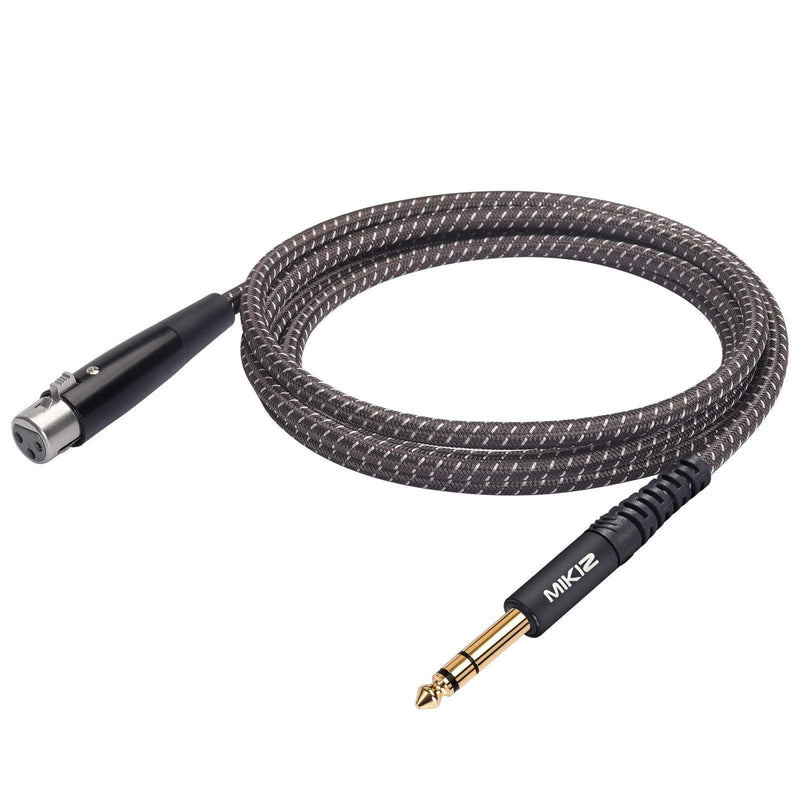 MIKIZ 6Ft XLR Female to 1/4" TRS Stereo Cable - Balanced Microphone Cords Braided 1-Pack 1 Pack TRS to Female XLR 6ft