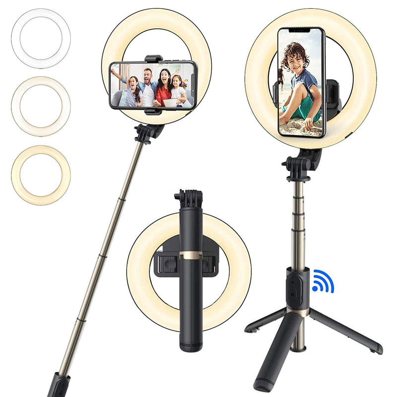 Selfie Ring Light, 5‘’ Circle LED Light with Extendable Tripod Stand & Cell Phone Holder Dimmable Makeup Ring Light for Selfie Photography/Live Stream, YouTube Video, TikTok for iPhone Android