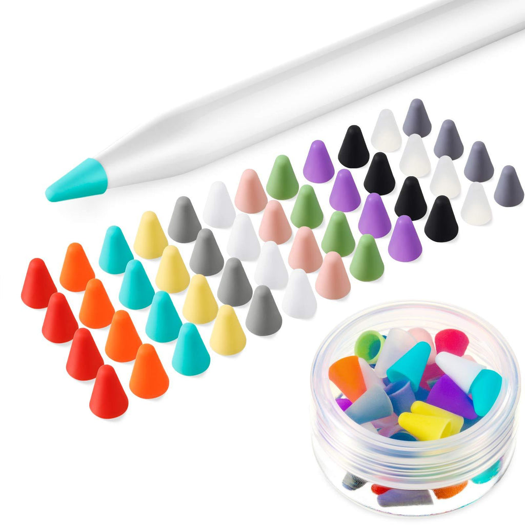 Weewooday 48 Pieces Silicone Nibs Caps Compatible with Apple Pencil 1st and 2nd Generation, Pencil Tip Cover Anti-Slip Protective Cover Noiseless Drawing Writing, 12 Colors Multiple Colors