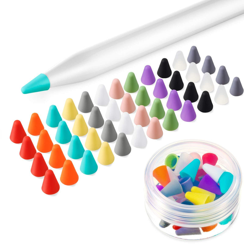 Weewooday 48 Pieces Silicone Nibs Caps Compatible with Apple Pencil 1st and 2nd Generation, Pencil Tip Cover Anti-Slip Protective Cover Noiseless Drawing Writing, 12 Colors Multiple Colors