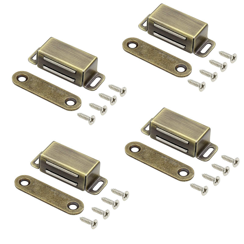 Jiozermi 4 Pack Magnetic Door Catch, Heavy Duty Magnetic Cabinet, Stainless Steel Magnet Latch for Cabinets Shutter, Closet & Furniture Door, Furniture Latch 10 lbs, Bronze 4 Pack, Metal