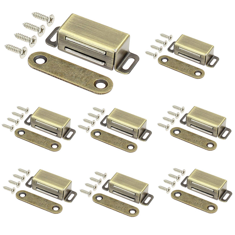 Jiozermi 8 Pack Magnetic Door Catch, Heavy Duty Magnetic Cabinet, Stainless Steel Magnet Latch for Cabinets Shutter, Closet & Furniture Door, Furniture Latch 10 lbs, Bronze 8 Pack, Metal