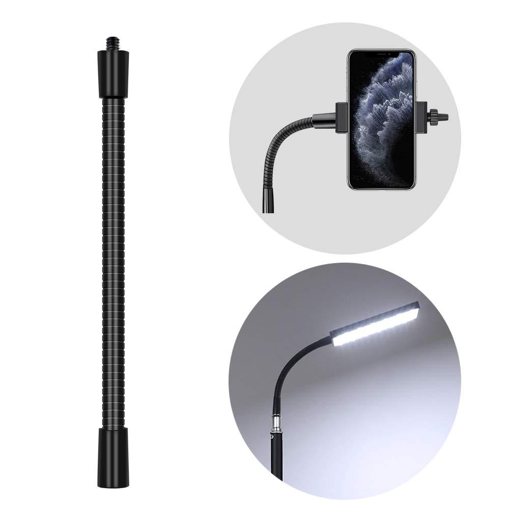 Gooseneck 5.7 inch Flexible Metal Gooseneck Arm 1/4” Threaded Male Female for Tripod an Phone Clip Camera Light