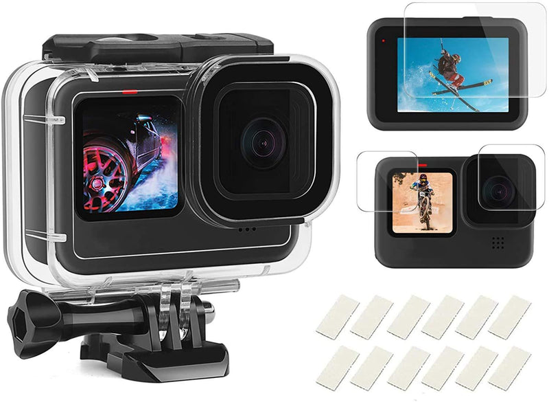 SHOOT 60M Waterproof Case Kit for GoPro Hero 9,Diving Protective Housing Shell with Tempered Glass Screen Protector and Anti-Fog Insert for GoPro Hero 9 Black