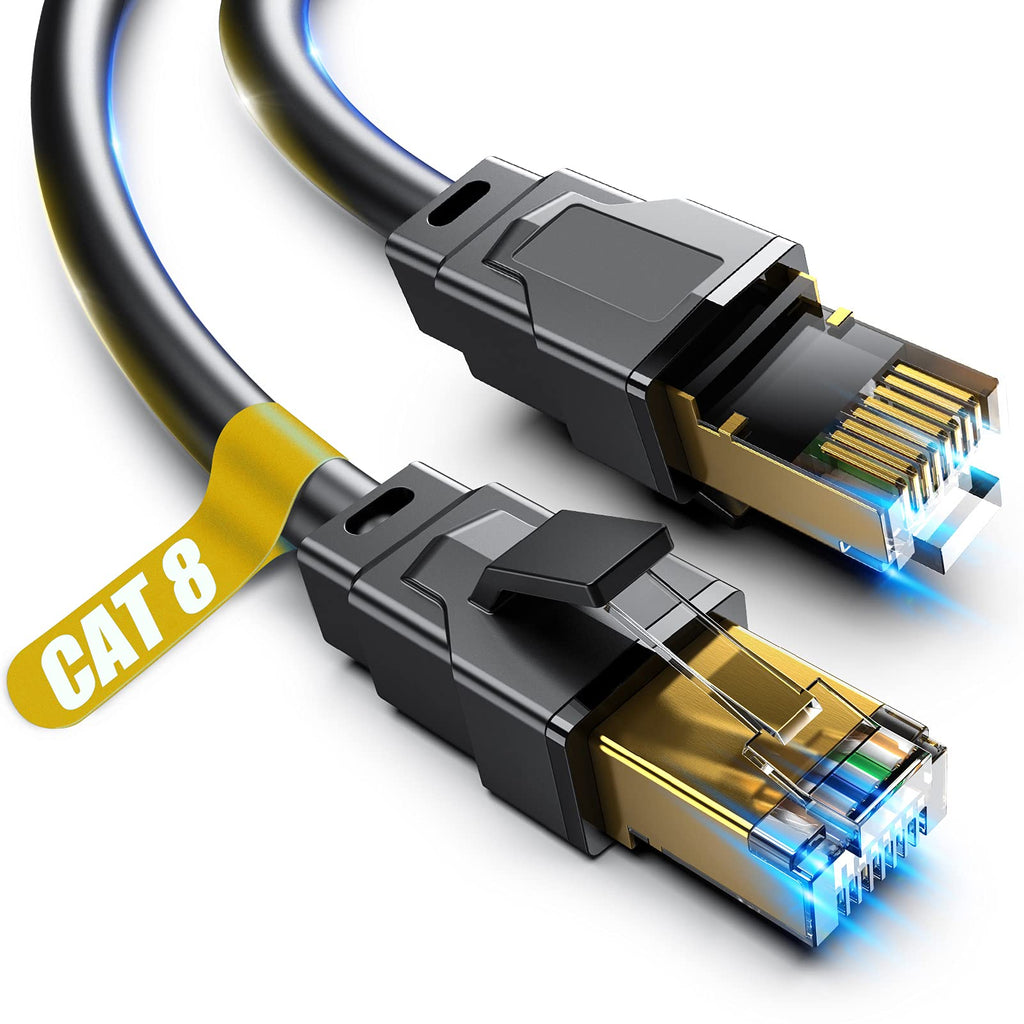 Cat 8 Ethernet Cable, 1.5Ft 3Ft 6Ft 10Ft 15Ft 20Ft 30Ft 40Ft 50Ft 60Ft 100Ft Heavy Duty High Speed Internet Network Cable, Professional LAN Cable Shielded in Wall, Indoor&Outdoor 6FT-CAT8