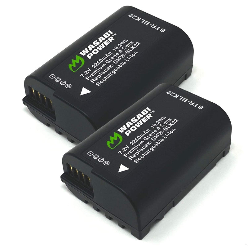 [AUSTRALIA] - Wasabi Power Battery for Panasonic DMW-BLK22 (2-Pack) and Panasonic Lumix DC-S5, Panasonic Lumix GH5 II, Panasonic Lumix GH6 