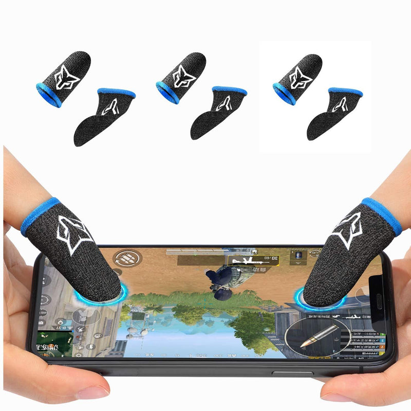 NEW Mobile Game Controller Finger Sleeve Sets [6 Packs],Anti-Sweat Breathable Touchscreen Gaming Finger Sleeve for Mobile Phone Games for PUBG/Mobile Legends/Knives Out (Blue 2) Blue V2
