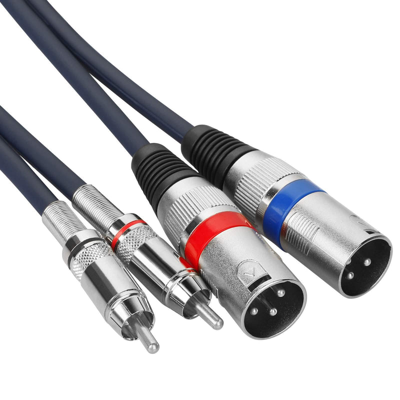 RCA to XLR Cable, 6.6 Ft Dual RCA Male to Dual XLR Male Cable, 2 RCA Male to 2 XLR Male HiFi Stereo Audio Connection Lead Wire Adapter for Amplifier Mixer Microphone