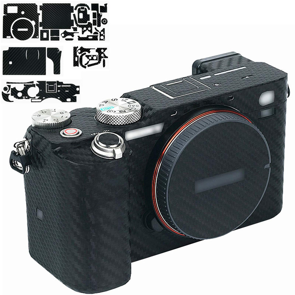 Anti-Scratch Anti-Wear Camera Body Skin Cover Protector Film for Sony A7C Mirrorless Camera Protective Decoration - Carbon Fiber Black