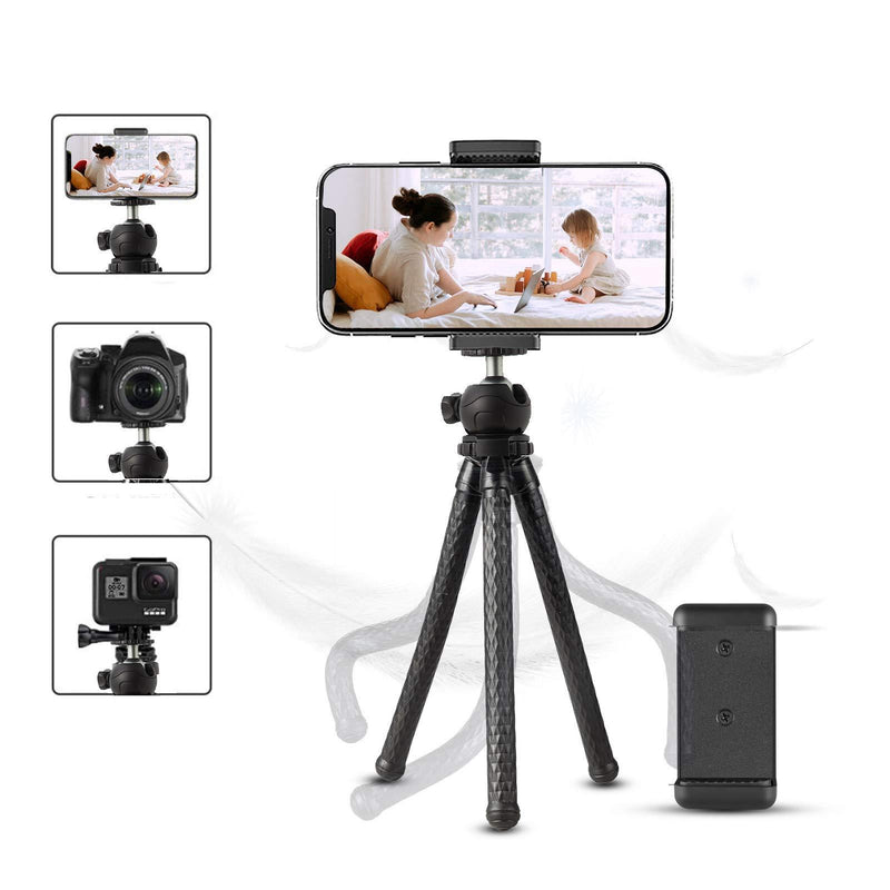 BEIYANG Phone Tripod,Flexible Tripod for iPhone with Extendable Phone Holder for Video Recording/Photography,Camera Stand/Webcam Tripod for YouTube Video Tripod + Phone holder