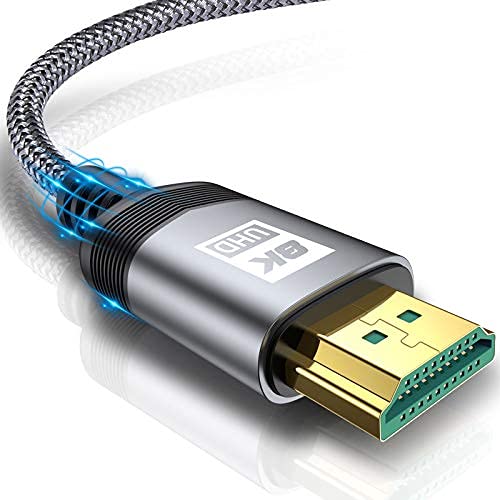 8K HDMI 2.1 Cable 3.3ft, Swegard Ultra HD High Speed 48Gpbs 8K@60hz 4K@120hz 144Hz eARC HDR10 4:4:4 HDCP 2.2 & 2.3 Dolby Compatible with PS5/ Fire/Roku TV/Playstation 5/Xbox Series X/Samsung/Sony/LG Grey