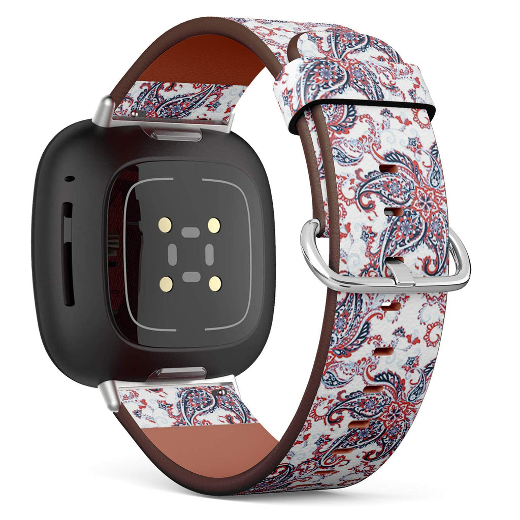 MysticBand Replacement Leather Band Compatible with Fitbit Versa 3 and Fitbit Sense, Wristband Bracelet Accessory - Damask Paisley Floral