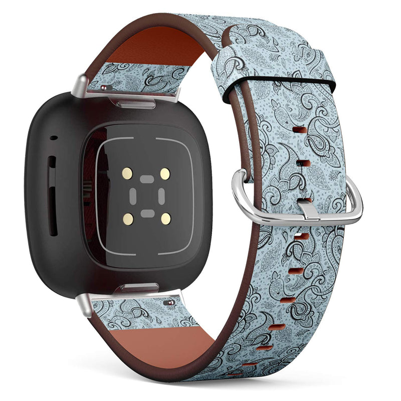 MysticBand Replacement Leather Band Compatible with Fitbit Versa 3 and Fitbit Sense, Wristband Bracelet Accessory - Paisley Elegant