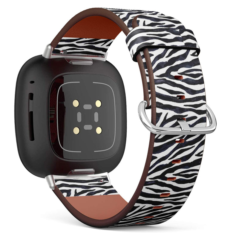 MysticBand Replacement Leather Band Compatible with Fitbit Versa 3 and Fitbit Sense, Wristband Bracelet Accessory - Black White Zebra Striped