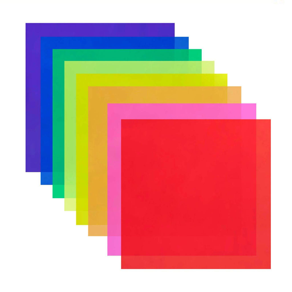 8 Pieces 12 x 12-Inches Transparent Color Correction Lighting Gel Filter - Colored Gel Light Filter Plastic Sheet
