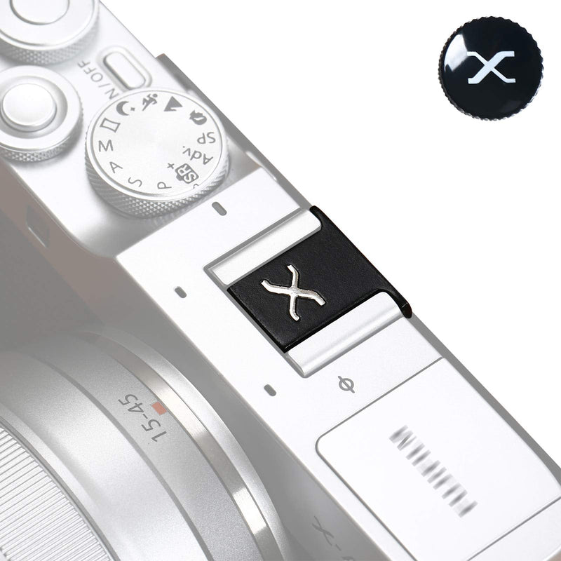 VKO Camera Hot Shoe Cover Protector Cap Compatible with Fujifilm XPro3 XPro2 XT4 XT3 XT2 XT1 X-T30 X-T20 X-T10 XE3 XE2S X100V X100F X100T X100 Soft Release Button Kit(BSXB) w/ button Black Silver Black