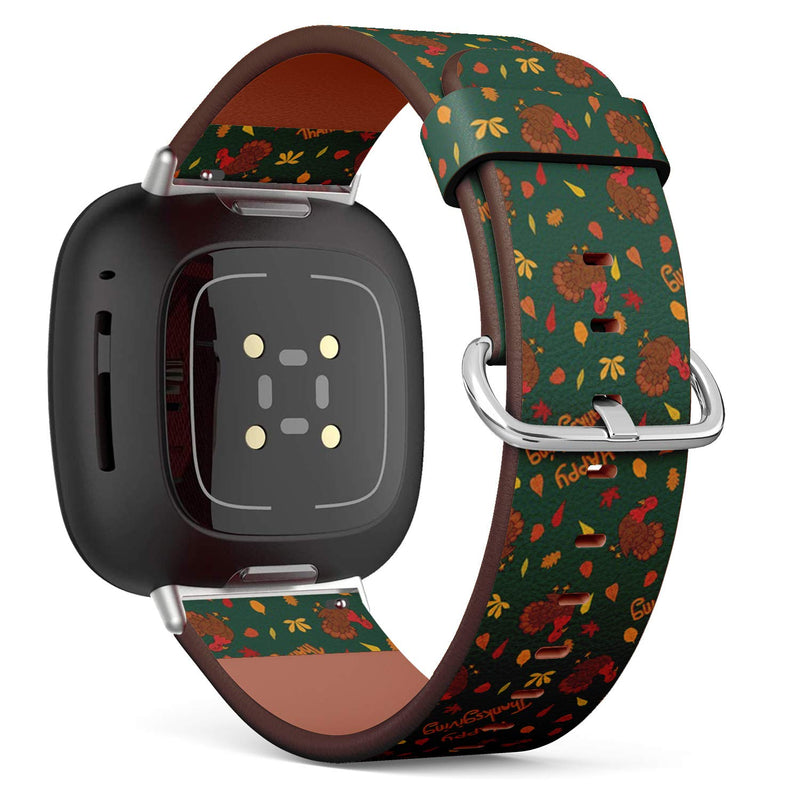 SMODDIX Replacement Band Compatible with Fitbit Sense/Fitbit Versa 3, Leather Strap Wristband Bracelet (Turkey Autumn)