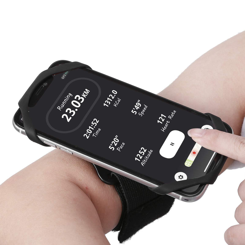 YUNDODO 360Degree Rotatable Detachable Running Armband and Wristband 2 in 1,with Lock,Universal Running Phone Holder Case., Black