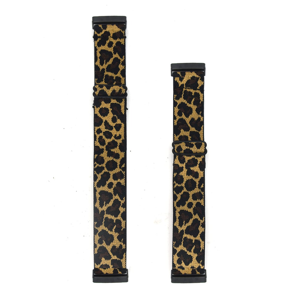 Adjustable Elastic Wrist Band/Ankle Band for Compatible with Fitbit Versa 3/Fitbit Sense Smartwatch, Stretchy Band for Men and Women (Leopard Prints, Medium) Leopard Prints