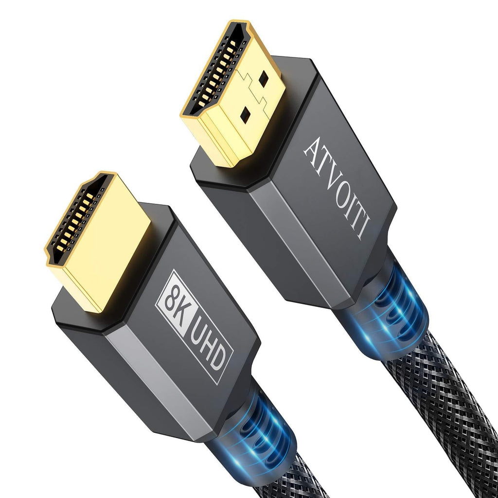 8K HDMI Cable 10ft, Atvoiti Ultra HD 48Gpbs High Speed HDMI Cable 8K@60 4K@120Hz RTX 3090 eARC HDR10 4:4:4 HDCP 2.2&2.3 Compatible with Fire TV/Roku TV/PS5/PS4/XBox Series X/Sam-Sung/So-ny 3M